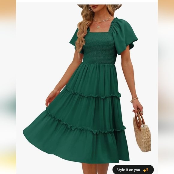LILLUSORY Dresses & Skirts - Smocked Square Neck Tiered Midi Dress